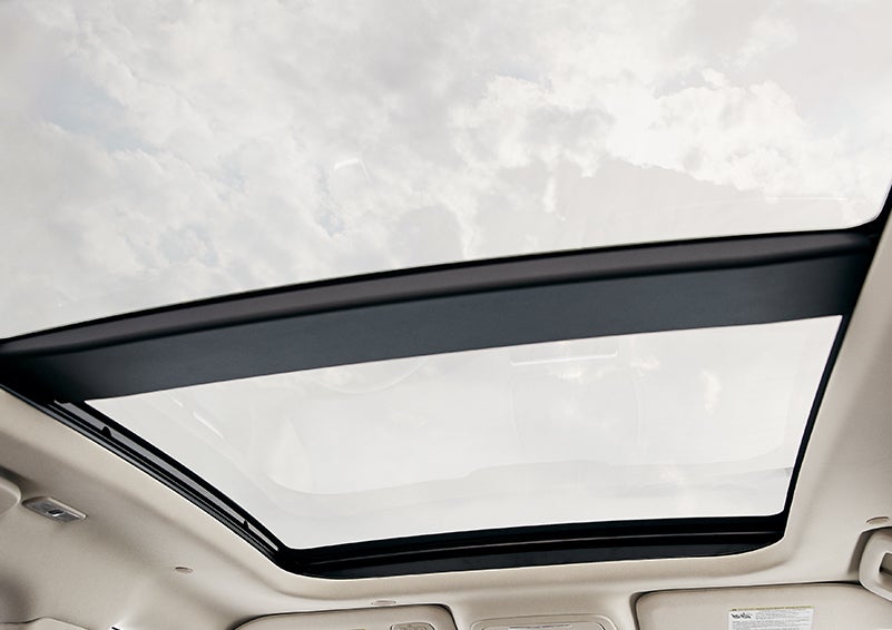The available panoramic Vista Roof® is shown from inside a 2024 Lincoln Corsair® SUV. | Lincoln Demo 4 in Wooster OH